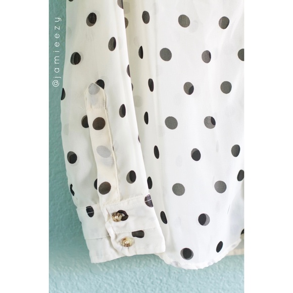 Hurley | "Wilson" Sheer Polka Dot Button-Up Blouse - Picture 3 of 9